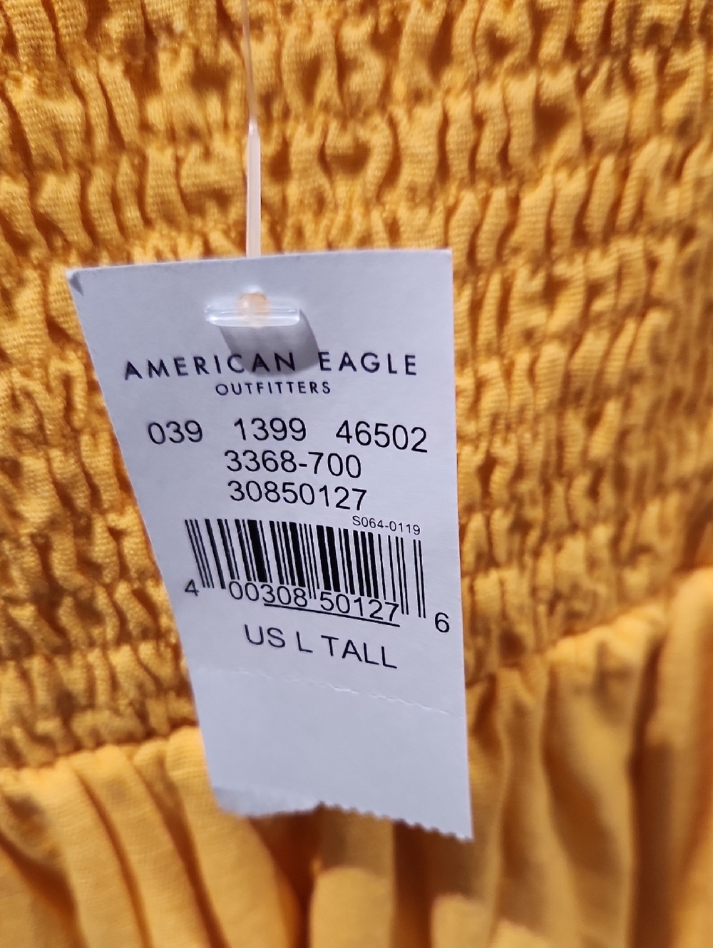 NWT American Eagle Outfitters Gold Linen Smocked Dress Sz L Tall - Picture 5 of 10